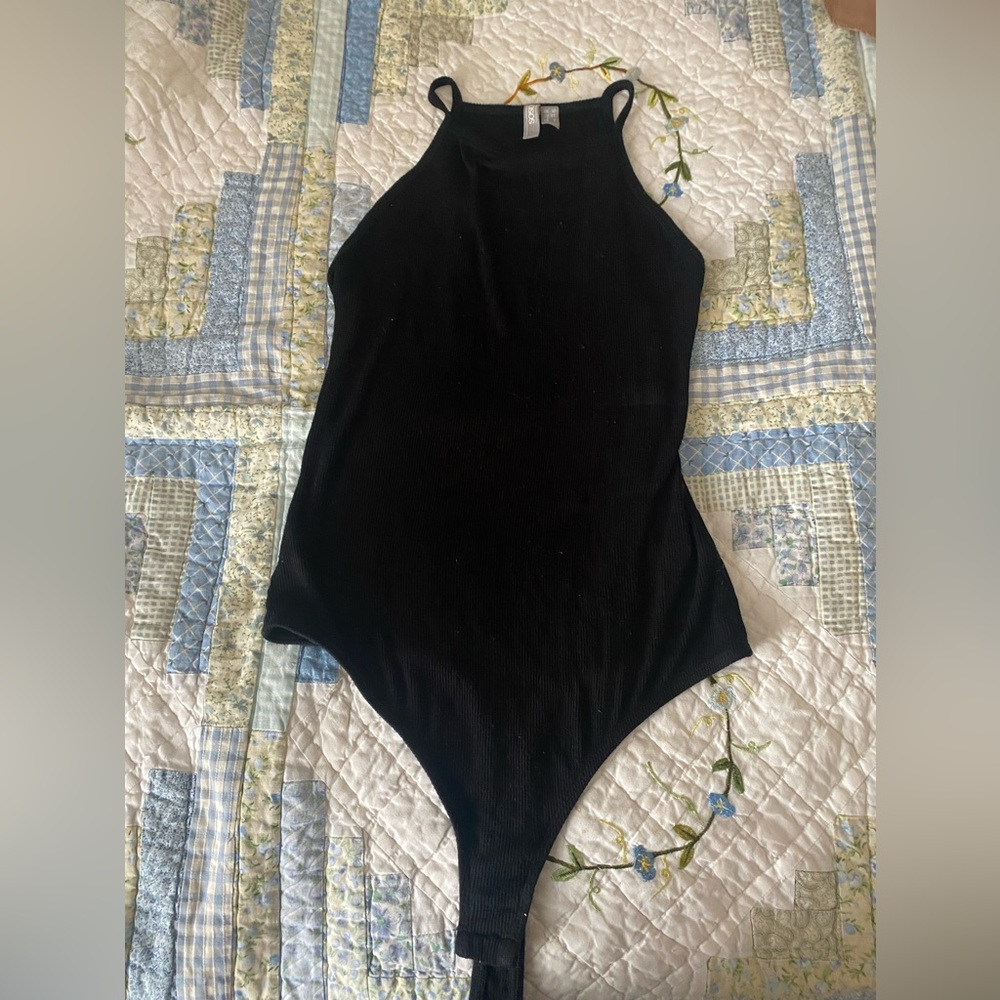 ASOS Black Ribbed One-Piece Bodysuit